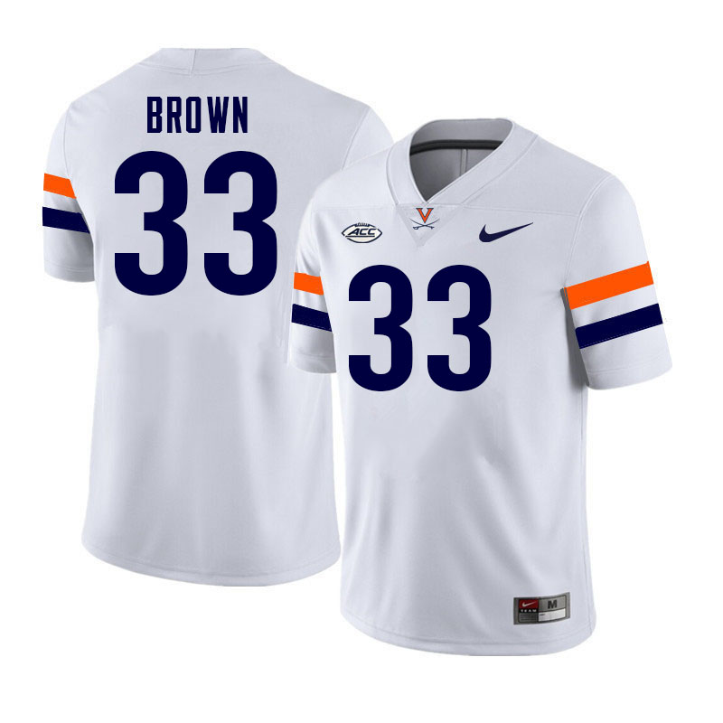 Virginia Cavaliers #33 Myles Brown College Football Jerseys Stitched-White